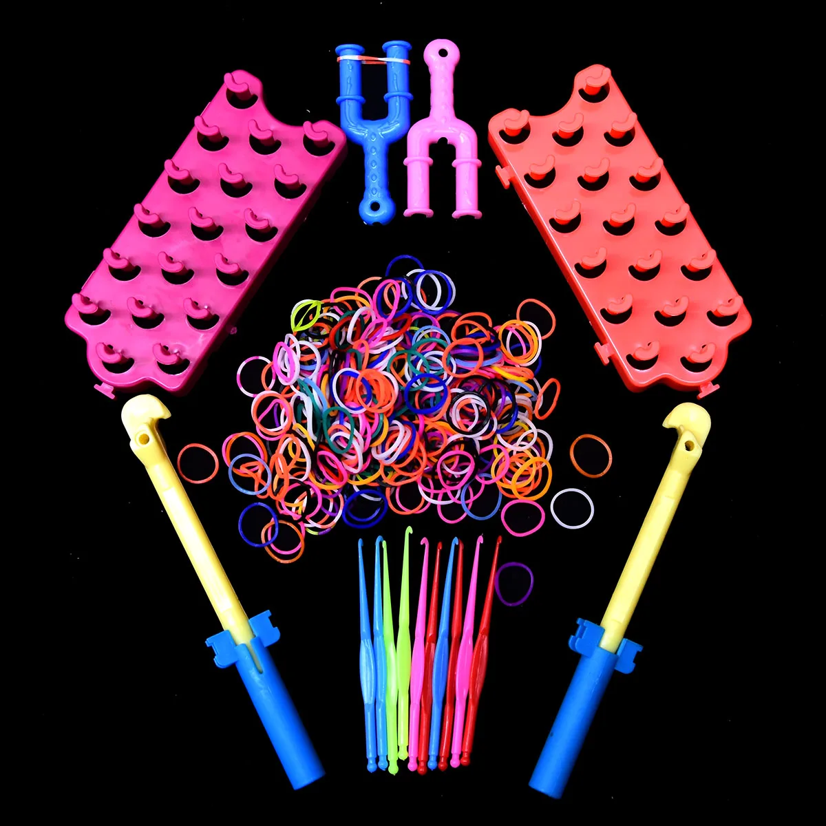 Loom Band Kit Loom Band Weaver Kit Jewellery Making Kit Friendship Bracelet Making Kit Rubber Band Bracelet Kit Loom Band Weaver Fashion Rubber Band Loom Weaver Kit for DIY Elongated Knitting Machine Bracelets Weaving Frame Bands Hook Arts Crafts DIY Toys