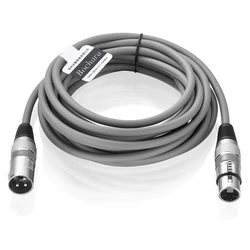Bochara Premium Coloured XLR Cable - Male to Female - OFC Audio with Foil & Braided Shielding - 3m (Grey)