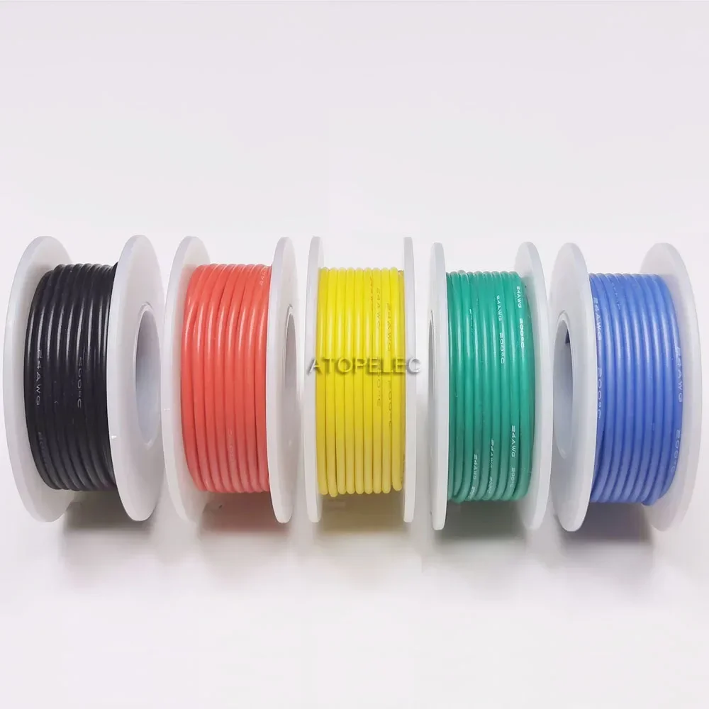 Silicone Wire Cable 5 Rolls in Box 30/28/26/24/22/20 AWG Flexible Silicone Wire Tinned OFC Copper Super Soft Cable 30M/50M Mixed Colors ROHS UL