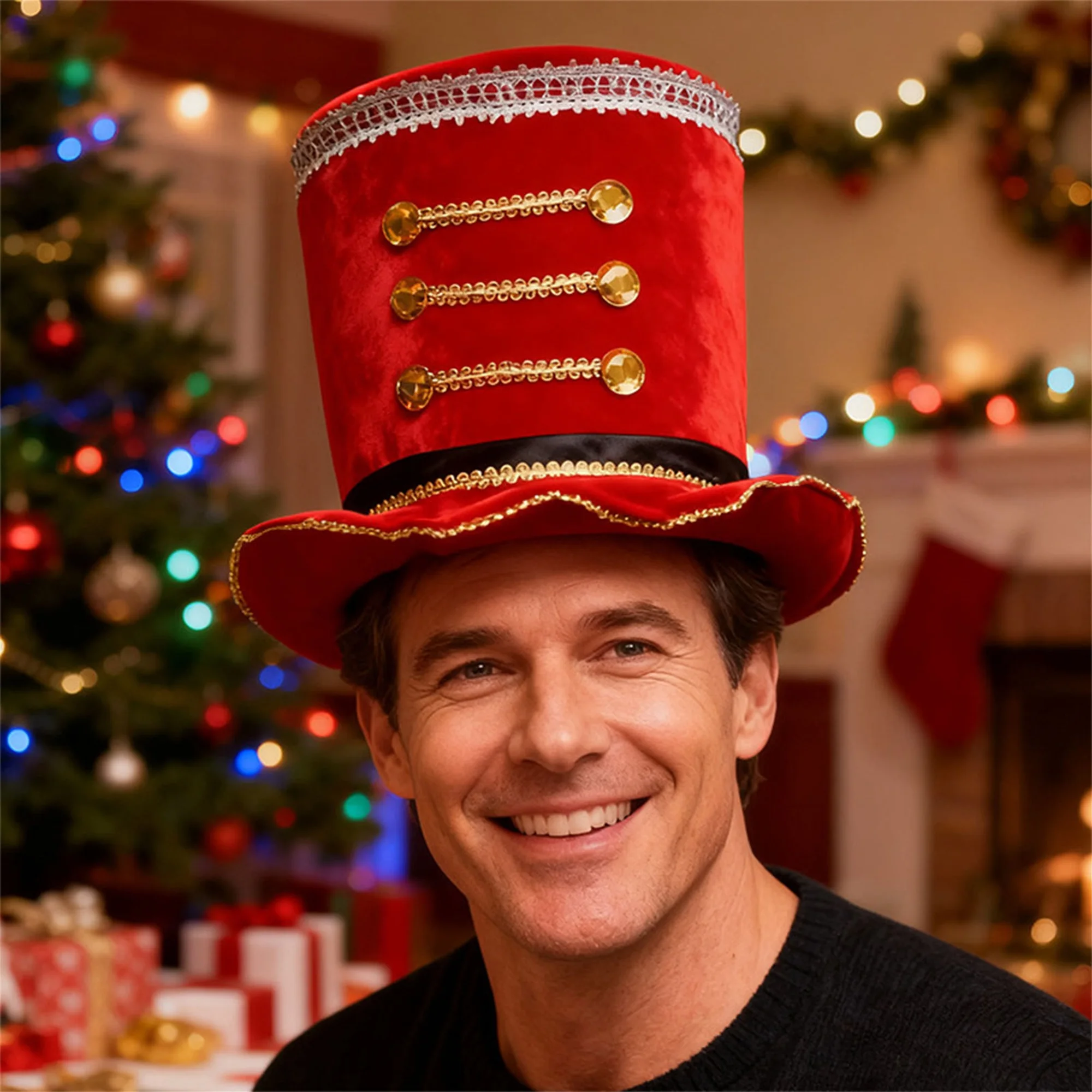 Women Men Halloween Witch Hat Retro Stylish Fedora Hat for Costume Party Dress Up with Black Lace Trim and Buckle