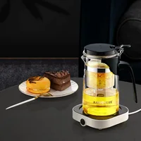 KAMJOVE théière infuseur verre service à thé un bouton filtrage thé séparation bouilloire thé cafetière presse AUTO-OUVERT Art tasse à thé 5