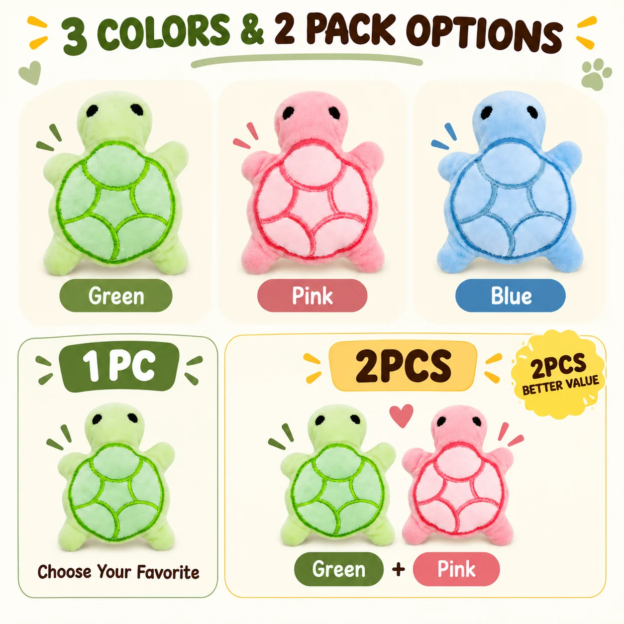 Mini Squeaky Turtle Dog Toy Soft Plush Interactive Chew Toy for Small Dogs Puppies Indoor Fetch Play Bite Sound Pet Toy Gift