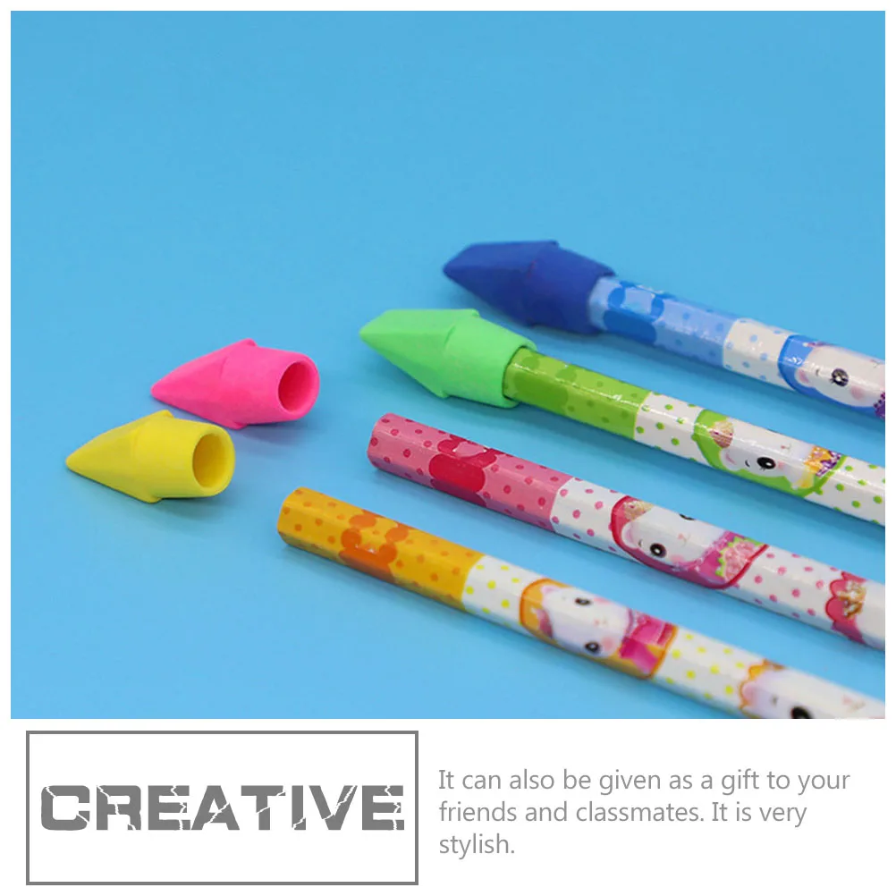 50pcs/Set Random Bulk Pencil Top Erasers Colored Pencils Topper Protector Eraser Caps Office Supplies Student School Stationery