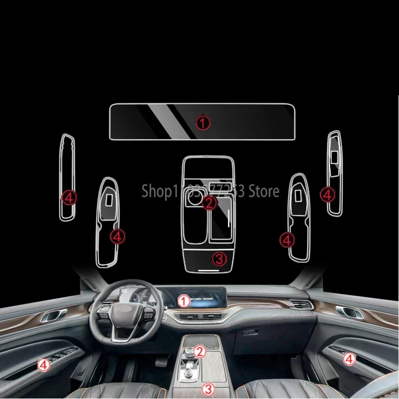 

Tpu Transparent Protection Film for Ford Equator Car Interior Stickers Center Console Gear Navigator Door Windows Lifting Panel