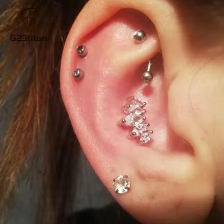 1pc Silver Color Ear Studs 16G Titanium Or Steel Cartilage Helix