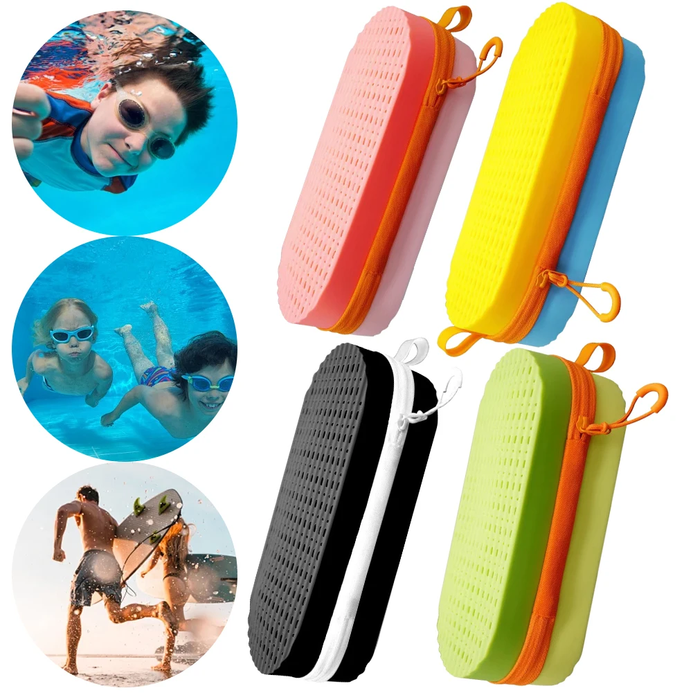 Swim Goggle Case Goggles Protective Case Clip Drain Holes Zipper Eyeglasses Portable Breathable Swimming Accessories