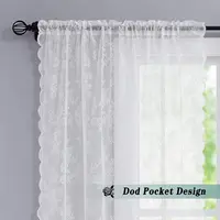 2pcs elegant solid-color curtains with wave lace trim. Holiday home decor. 2