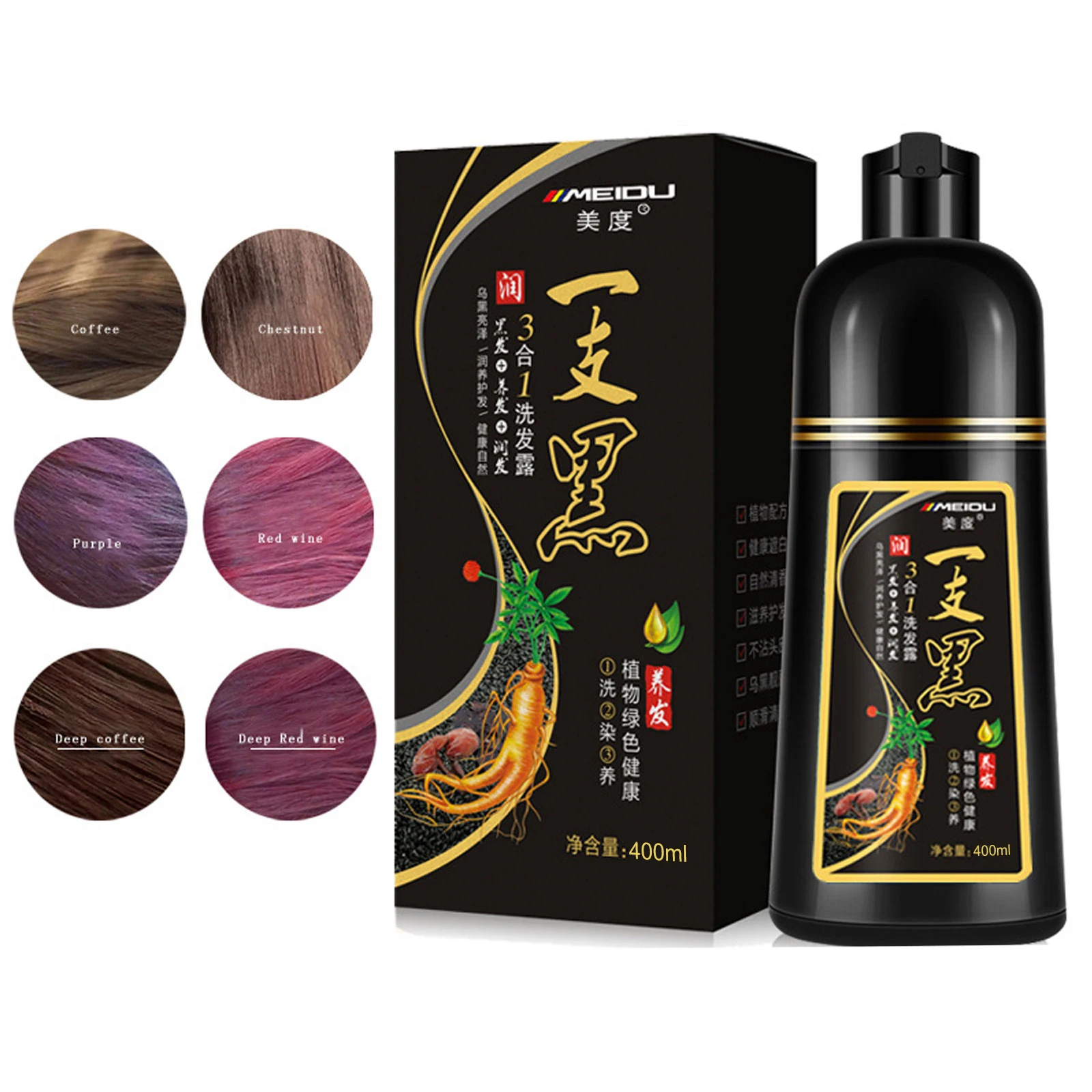 Tintura de cabelo suave natural orgânica, Shampoo Ginseng Extrato ...