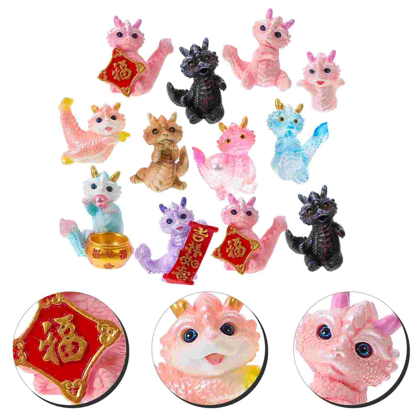 

Year of Dragon Cartoon Zodiac Dragon Figurine Resin DIY Mini Dragon Decoration