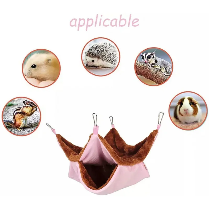 Solid Color Winter Pet Hammock Double Layer Thick Plush Hamster Hammock Chinchilla Guinea Pig Ferret Sleeping Bag Hamster Cage pet hammock