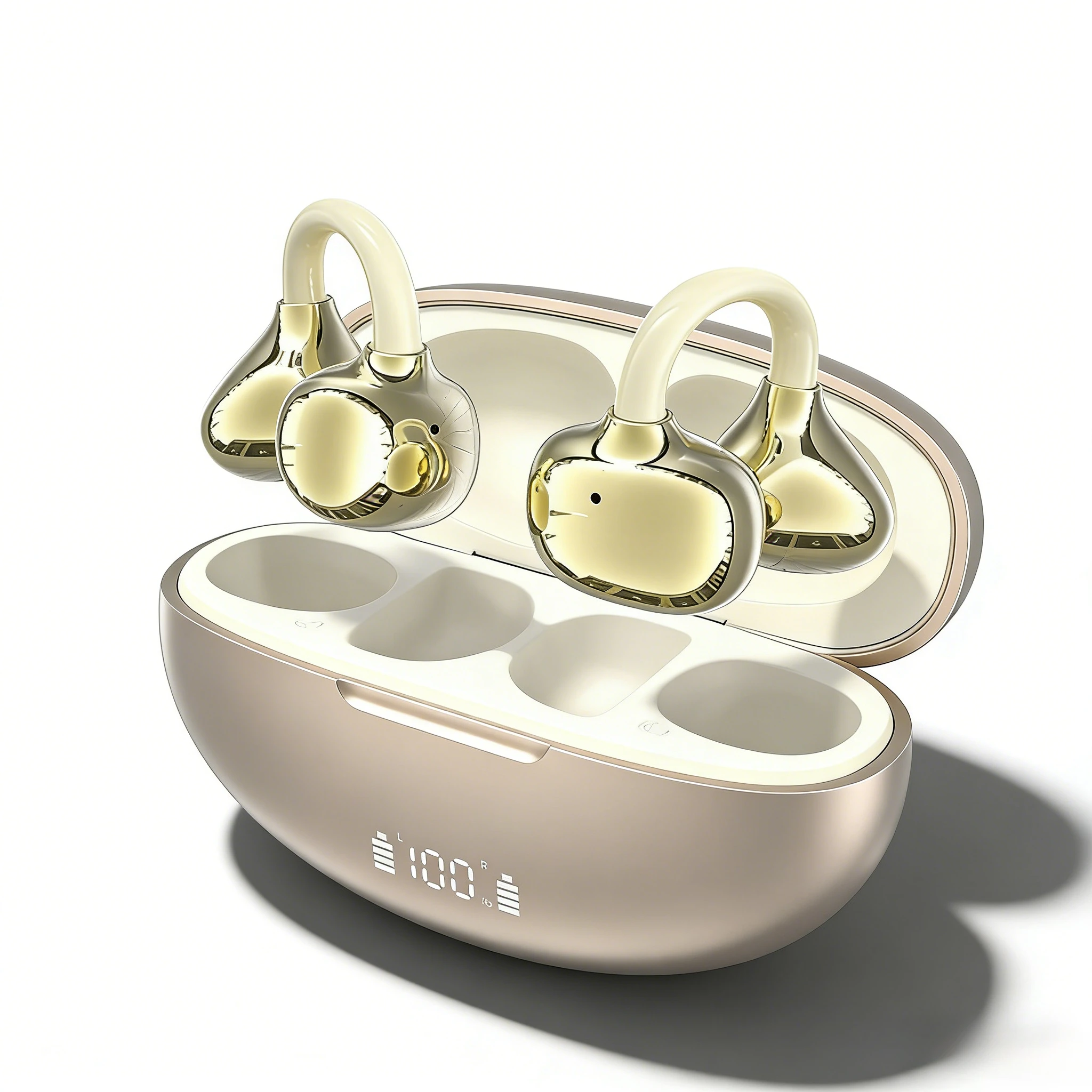 휴대용 무선 클립형 블루투스 헤드폰 통증 없는 착용감 강력한 소음 제거 오래 지속되는 배터리 내장 마이크