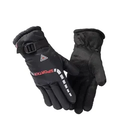 Insulated Waterproof Winter Sports Gloves - Unisex Thermal Grip (Black with Red)