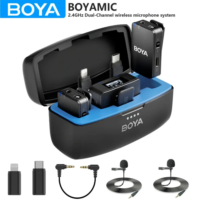 BOYA BOYAMIC 전문가용 무선 라발리에 라펠 마이크, 아이폰, 안드로이드 카메라, 유튜브 스트리밍, 레코드 인터뷰 브이로그
