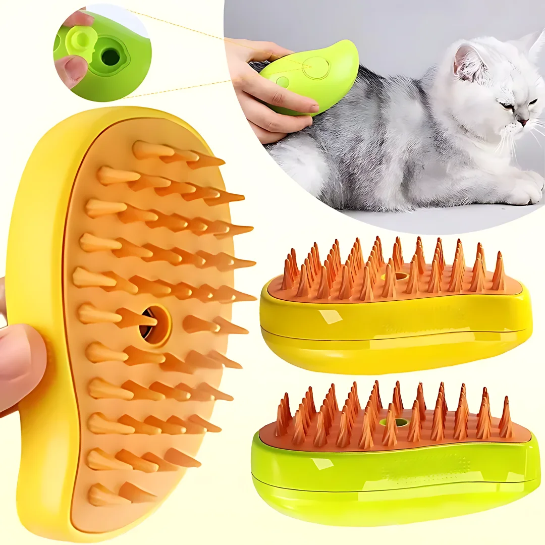 Pet Hair Brush Steamy Dog Brush Electric Spray Cat Hair Brush 3 in1 Dog Steamer for Massage Pet Grooming Removing Tangled and Loose Hair
