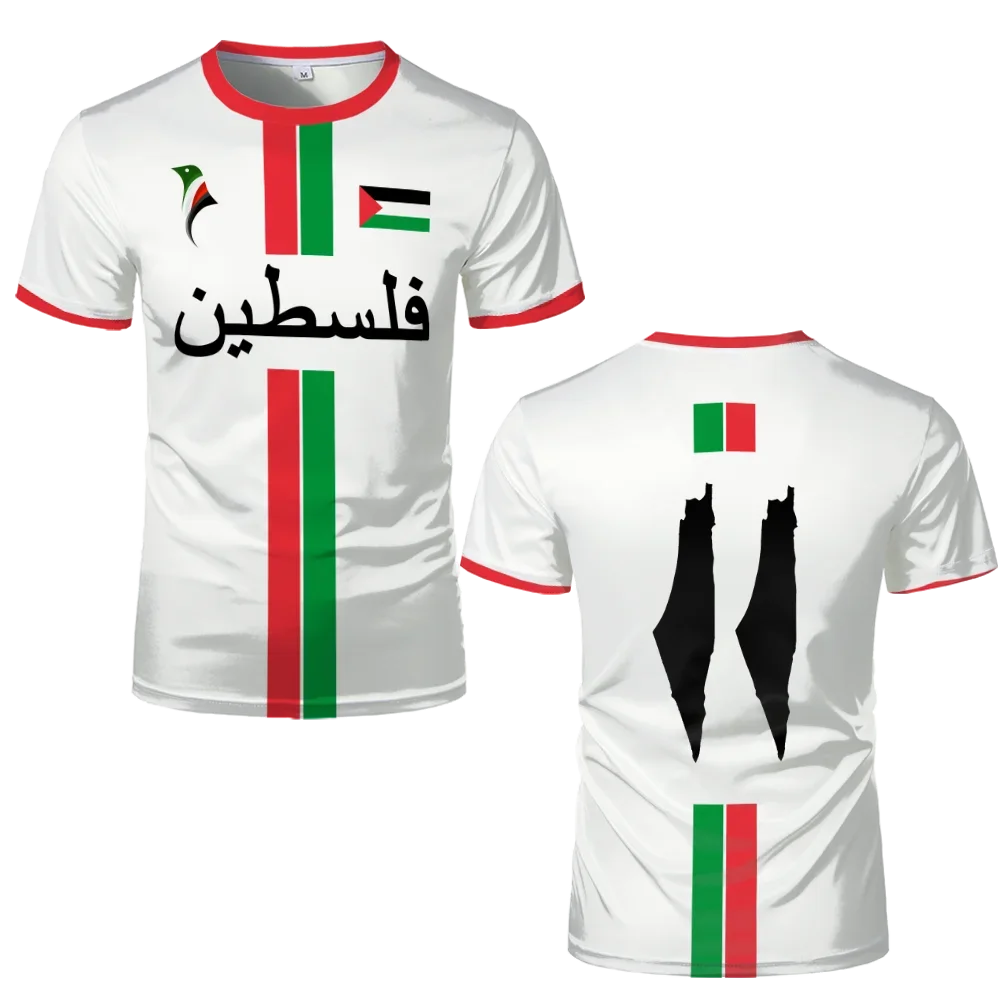 Magliette da Calcio della Palestina per Famiglie, Moda Estiva a Maniche Corte, Bandiera Palestinese, T-Shirt Casual con Collo Tondo e Vestibilità Comoda - Image 2