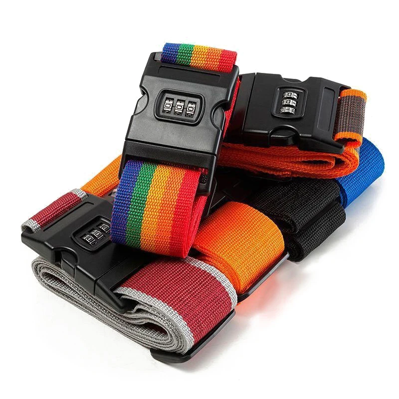 2Meters Rainbow Password Lock Packing Luggage Bag With Luggage Strap 3