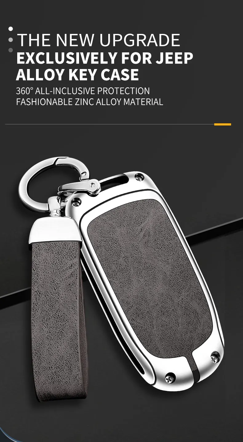 Leder Auto Metall Schlüssel etui Abdeckung für Jeep Grand Cherokee WK2 Renegade Kompass Cherokee Verräter Kompass Schlüssel bund Zubehör – Detail 1
