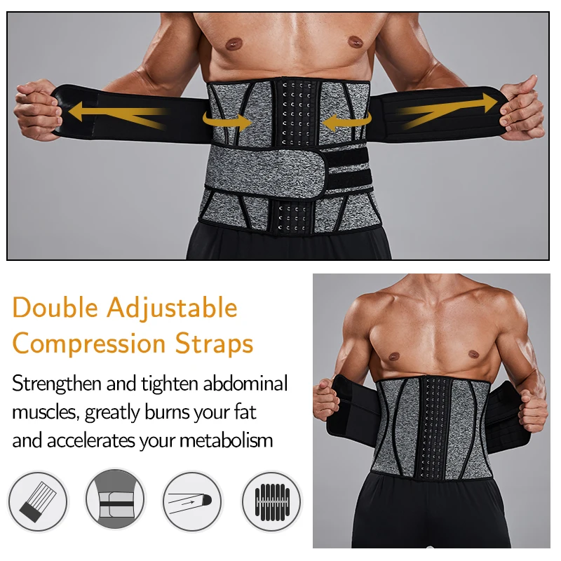 Waist Trainer Shaper Corset For Men Abdomen Reducer Slimming Belt Back Support High Compression Modeling Strap Workout Girdle