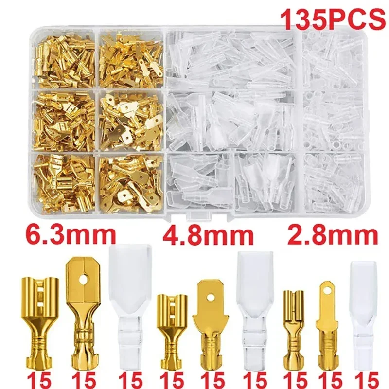 Wire Connectors Male Female Wire Box Insulated Cable Macho 2.8 6.3mm Electrical Crimp Terminals Termin Spade Connectors Assorted Kit