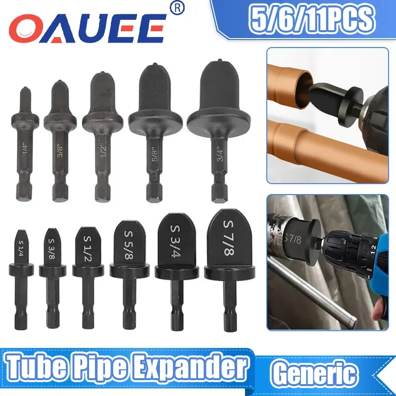 

5/6/11PCS Tube Pipe Expander Copper Hex Shank Imperial Pipe Expander Tube Electric Drill Bit Flaring Tool for Air Conditione