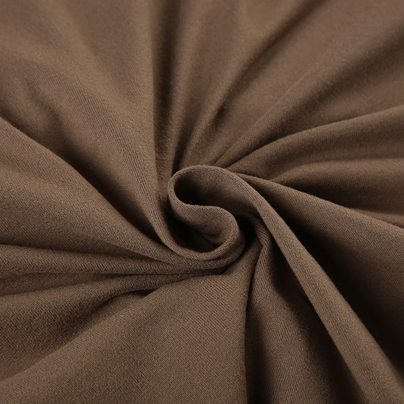 Body marrón con pliegues irregulares para mujer, elegante y chic, de manga larga, ajustado, con cuello redondo, ropa de club sexy para otoño