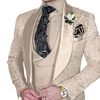 Fashionable Paisley Men's 3-piece Suit Set, Jacquard One Button Blazer, Vest Pants Formal Wedding Party Suits for Men 2