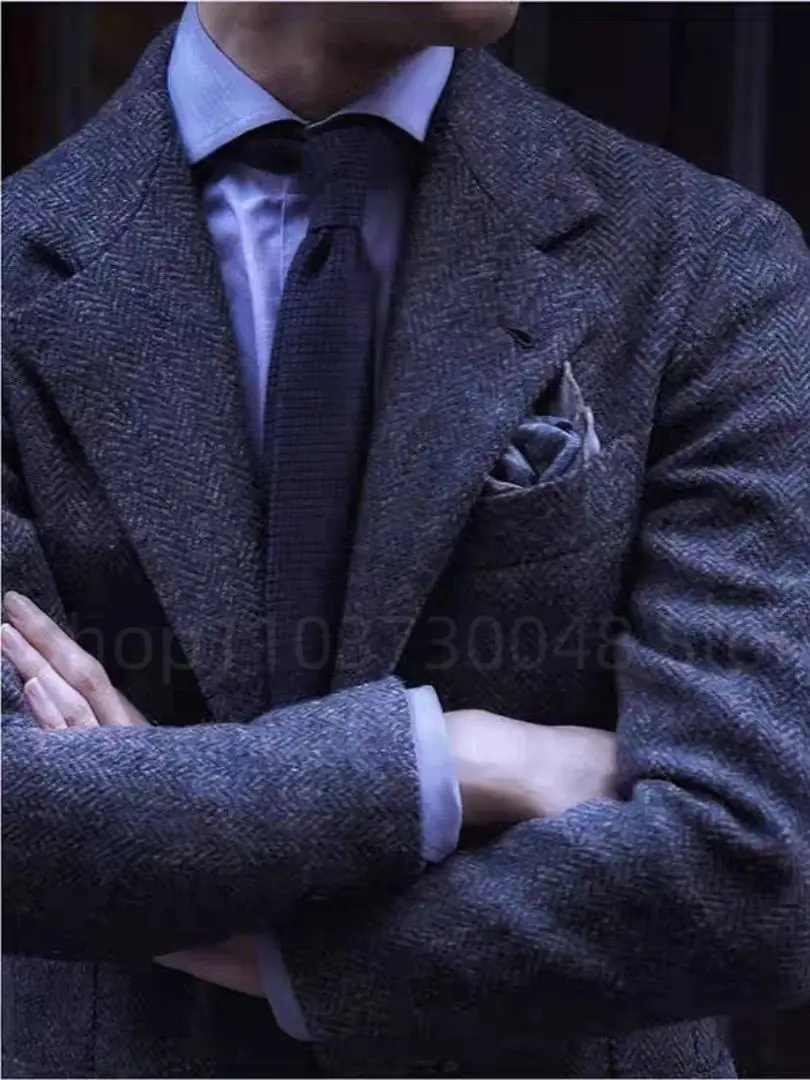 Men's Blazer Herringbone Single Breasted Casual Elegant Man Suit Jackets Coat Men's Stage Clothing Clothing-for-men Male Clothes