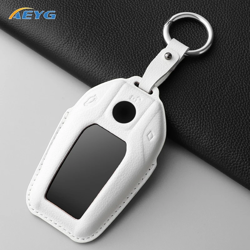 Premium Leather Car Key Case Full Cover with Key Chain