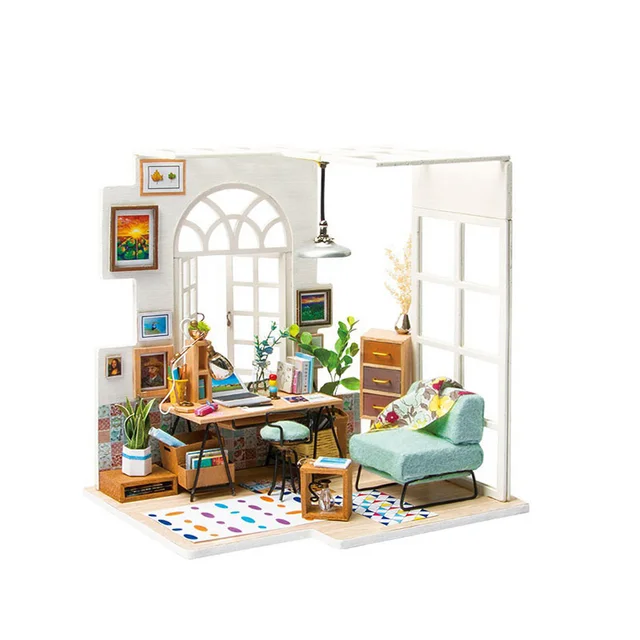 Robotime DIY Miniature Doll House with Furniture Toys for Children Wood Dollhouse Doll Accessories Girl's Gifts SOHO Time DGM01 1