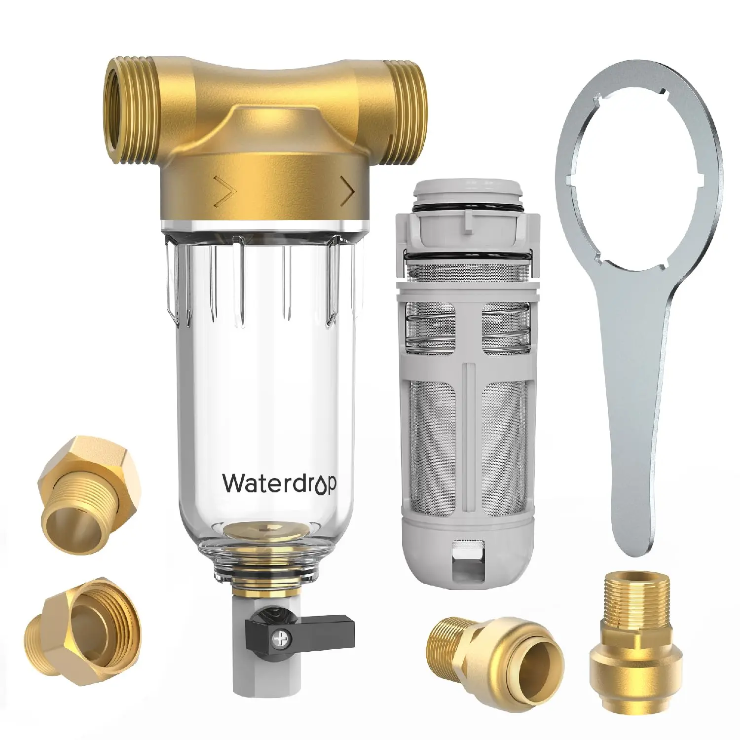 Filtro de sedimentos de centrifugado, sistema de filtrado de agua para toda la casa Bawash para agua de pozo, 40-50 micrones, WD-RPFK