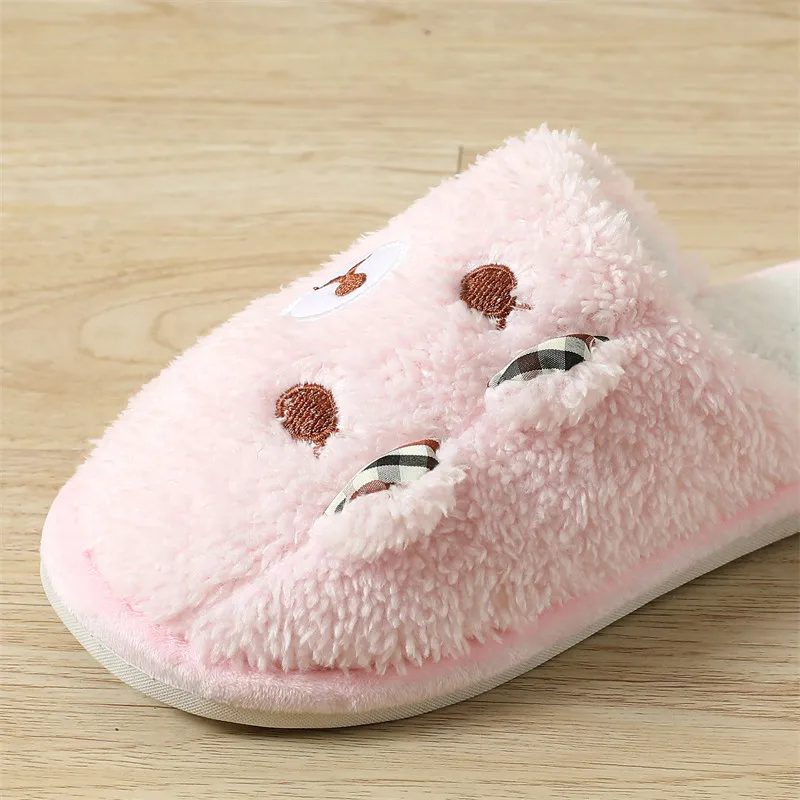 Autumn and Winter Cute Cartoon Pig Cotton Slippers Indoor Household Bedroom Warm Ears Bear Plush Slippers for Men and Women 4