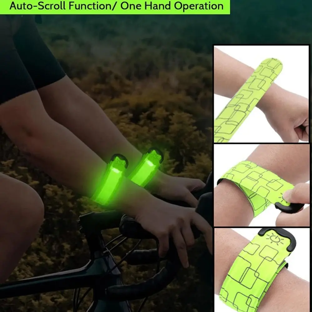 Nachtlaufarmband im Batterie-Stil, 5 Farben, hohe Sichtbarkeit, LED-Lichtband, leichtes, wiederaufladbares USB-Beinwarnarmband – Detail 6