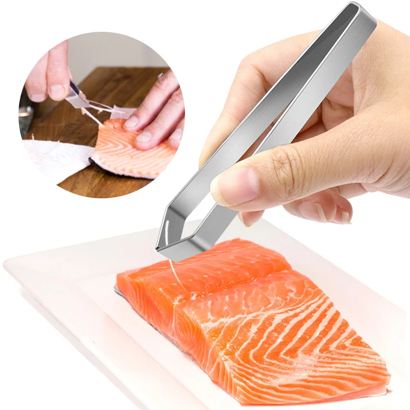 Fish Bone Tweezers Kitchen Tweezers 1 PC Stainless Steel Fish Bone Tweezers Pincer Clip Puller Remover Tongs Fish Bone Plucking Clamp Kitchen Gadgets Tools