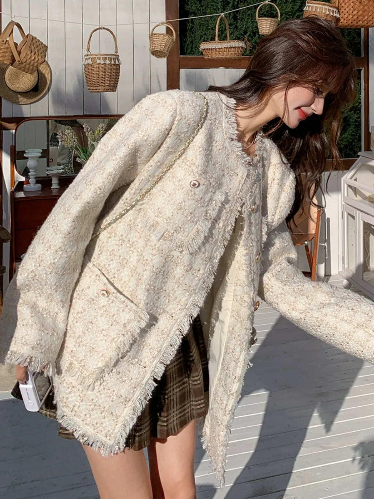 Spring Maternity Woolen Jackets Tassel Hem Long Sleeve O-neck Fashion Pregnant Woman Blazers Sweet Pregnancy Cardigans Coat