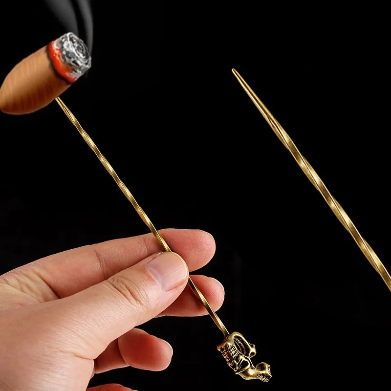 Cigar Tools Brass Retro Cigar Pass Needle Cigar Drill Dredge Personality Engraved Needle Drill Knife Smoking Accessories
