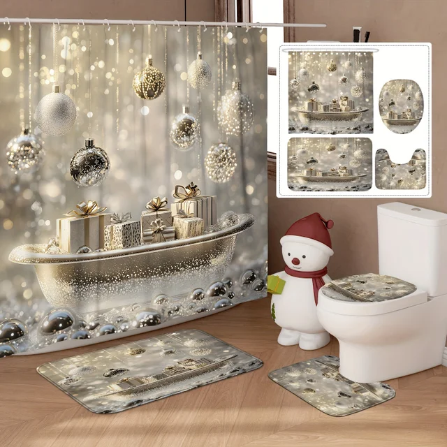 Christmas Shower Curtain Set 2