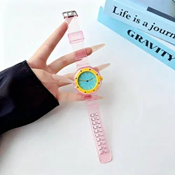 Enhanced Product Title:  
Breathable Sport Wristwatch Strap with Transparent Silicone Band - Royal POP (Transparent pink)