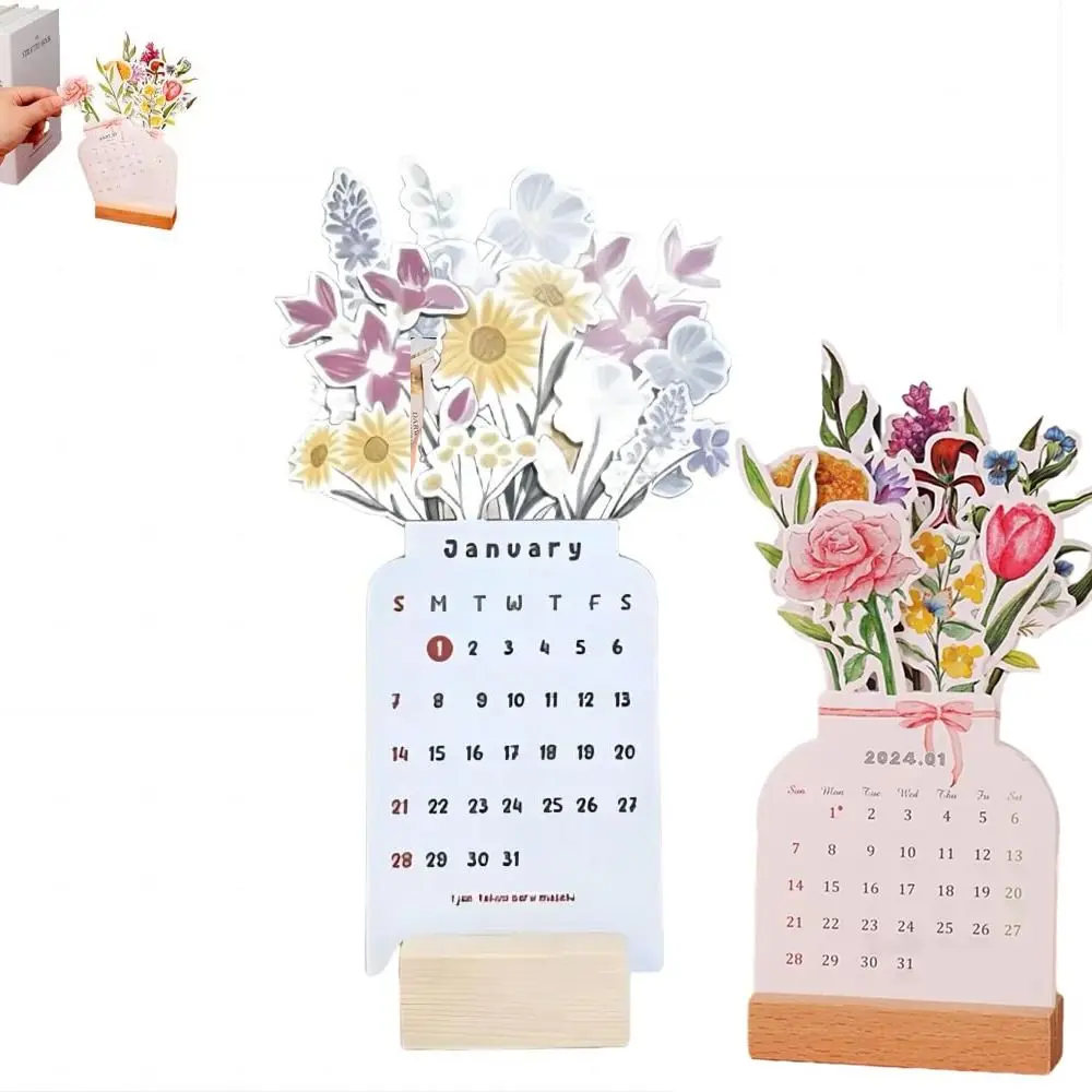 

Office Desk Decor Bloomy Flowers Desk Calendar Desk Calendar Vase Shaped Countdown Calendars New Year Gift Desktop Flip Calendar