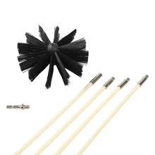 100/150mm Head Rotary Chimney Brush Long Handle Flexible Rod For Chimney Dryer Pipe Fireplace Inner Wall And Roof Cleaning Tools