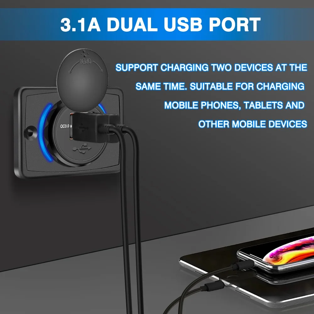  USB QC 3.0 ڵ   12v 24v  ܼƮ, ڵ Ʈ   RV ATVW ȭ   г