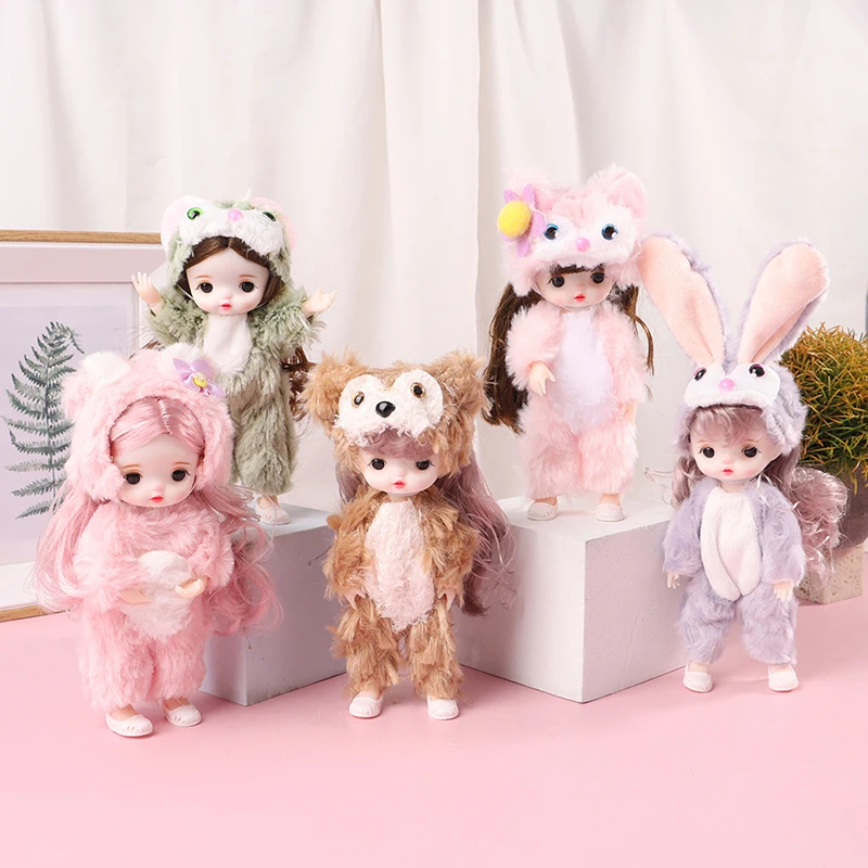 Doll Girl Toy Mini Doll Movable Joint Baby 3d Beautiful Toys For Girl Clothes Dress Up 1/12 Fashion 17cm Gift 1PC