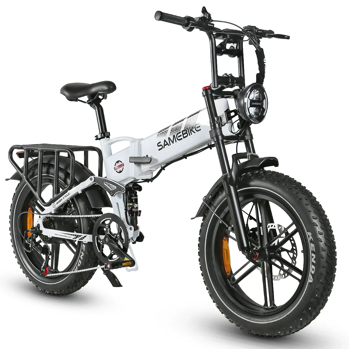 White Bike Samebike Rs-A02 All Terrain 17Ah Full Suspension 1200W Super Power Pieghevole Mountain Bicicletta Elettrica Fat Ebike