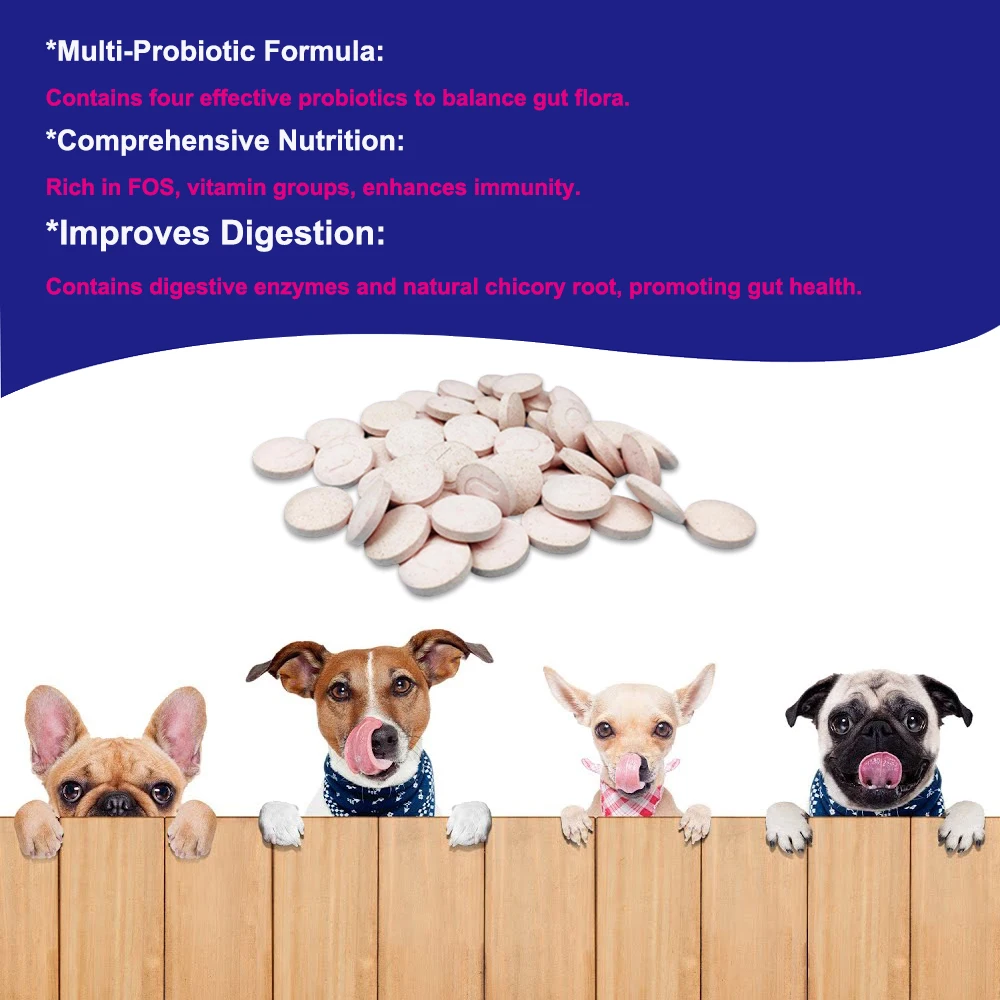 Pet Probiotic Nutritional Tablets for Dogs and Cats-Enhance Digestion, Boost Immunity, Natural Ingredients