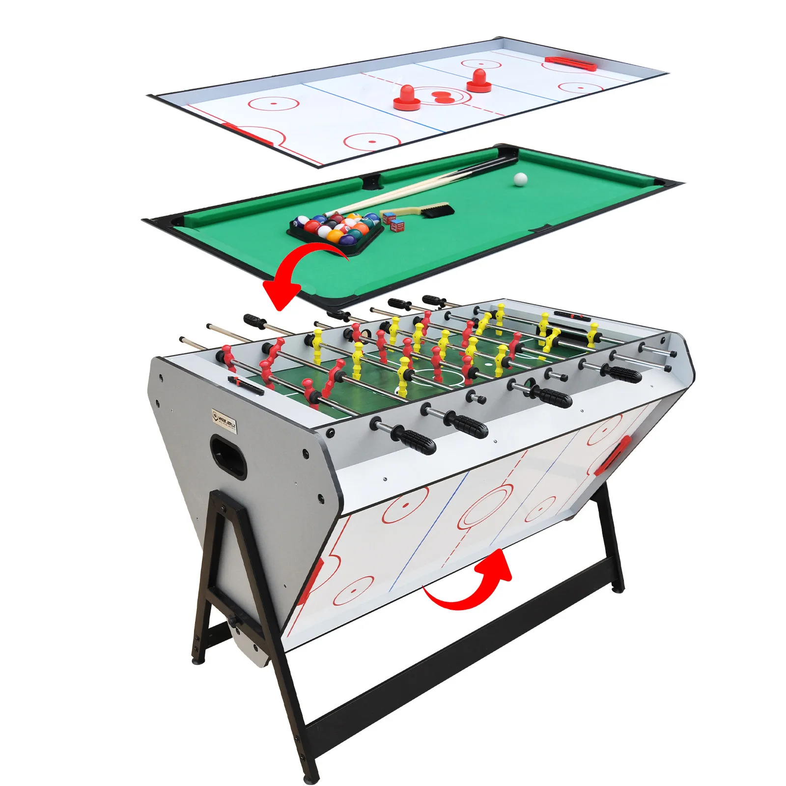 Hot Sale Entertainment Sports Rotatable Table Triangle Shape Air Hockey Soccer Football Billiard Pool 3 in 1 Multi Game Table