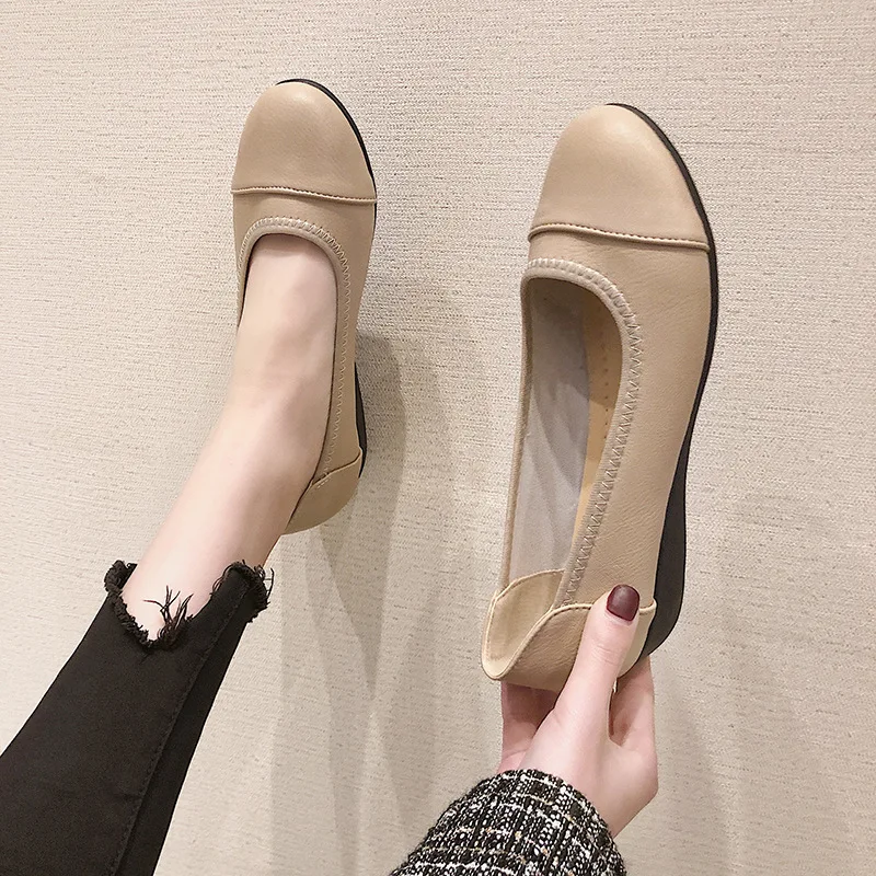 

Женские балетки на плоской подошве, Универсальные однотонные черные туфли с острым носком, 2022