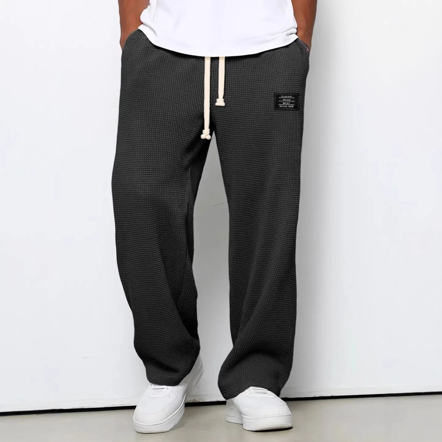 Pant Men 2026 Casual Spring/Autumn Straight-Leg Sweatpants Wide-Leg Elastic Waist Sportswear Pants Men's Clothing - 2