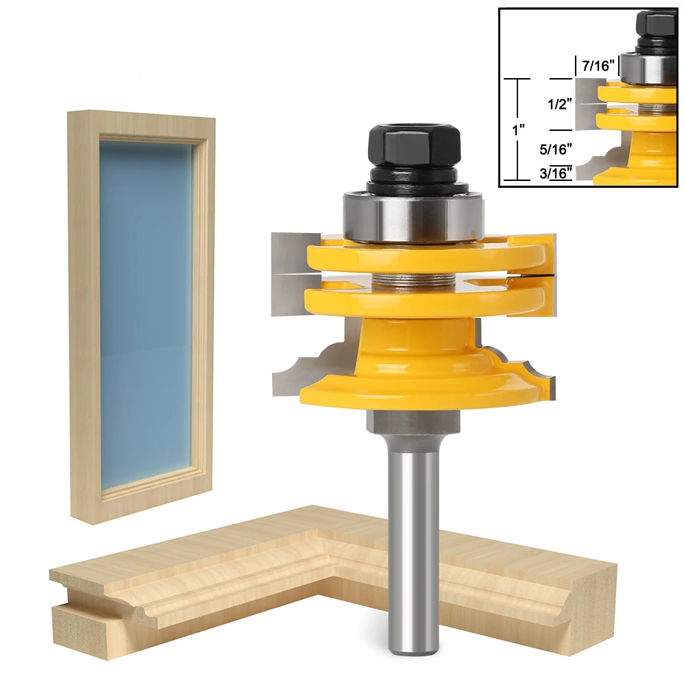 

8mm 12mm Shank Glass Door Rail & Stile Reversible Router Bit Wood Cutting Tool woodworking router bits