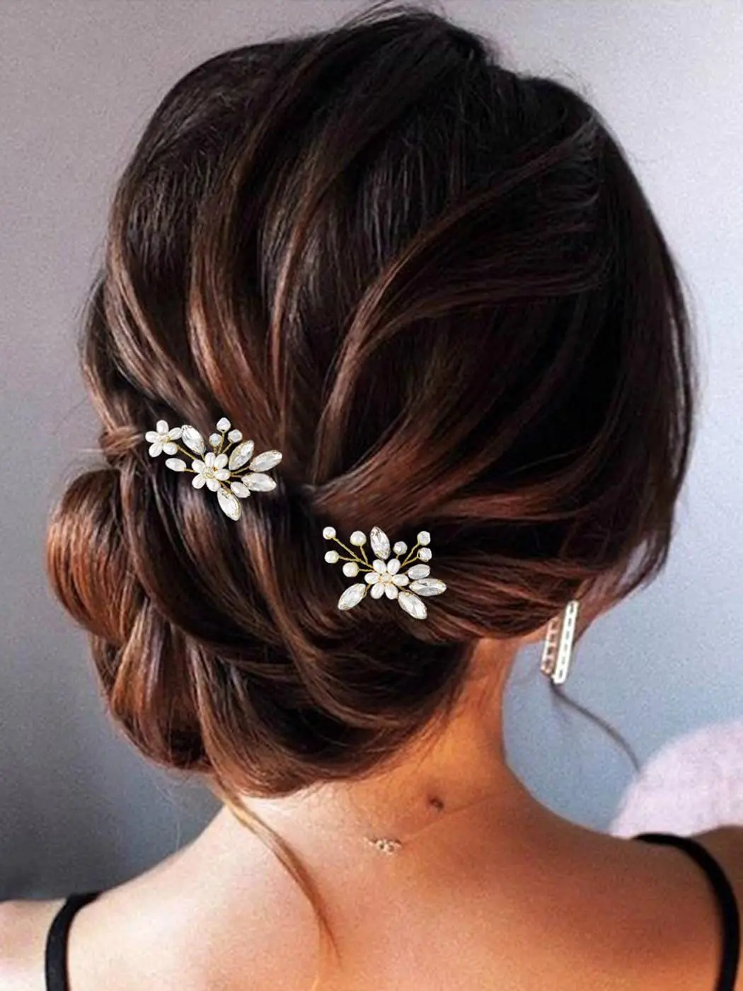 Handmade Crystal Pearls Hairpins Flower Hairbands Women Bride Wedding Hair Accessories Rhinestone Hair Clips 2Pcs