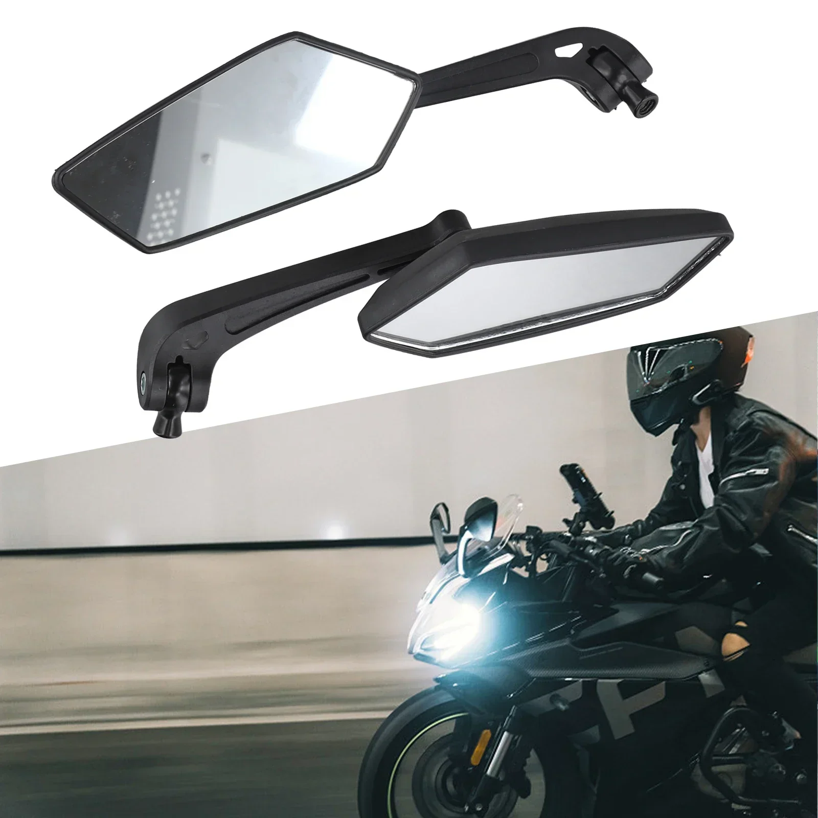 1set Motorcycle Side Mirrors Rearview Mirror Scooter Adjustable Rotating Mirrors Black Replacement Motorcycle Accessories