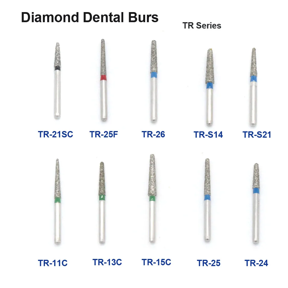 100pcs Dental Diamond Burs Drills High Speed Handpiece Polishing Smoothing Tools Dental Burs for
